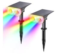 Linkind Spot Solaire Extérieur Multicolore, LED Lampes Solaires Etanche IP67, Projecteur Solaire Réglable 650LM avec 2 Modes d'Éclairage, Lumière Colorée pour Jardin, Allée, Noël, Halloween, 2PCS