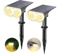 Lampes solaires LED Linkind StarRay, avec capteur de luminosité crépusculaire à aube, éclairage solaire étanche IP65, applique murale extérieure de 800 lumens, lumière blanche chaude de 3000K, éclaira