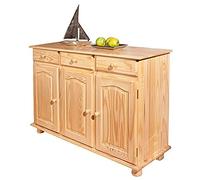 Links - Commode à 3 Compartiments en Bois de hêtre, Non Verni
