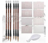Linkstyle Kit de Calligraphie Chinoise sans Encre 23 Pièces | 16 Feuilles de Papier à écrire & 6 Pinceaux De Calligraphie Traditionnels, 1 Bol D'eau Pour Débutants Pratiquant Étudiants