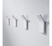 LINKWAY Patère Salle de Bain sans Perçage - Crochets Adhésifs Muraux en Métal, Porte Manteau Mural Adhésif, Accroche Serviette Mural au Design Minimaliste, Lot de 4 (Blanc)