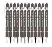 LINMQIU Stylo à bille à encre noire personnalisé, stylos à bille personnalisés avec publicité commerciale, numéro de téléphone, stylo capacitif pour Stylo à bille à pointe moyenne, 12pièces