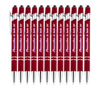 LINMQIU Stylo à Bille Tactile Personnalisé Avec Publicité Commerciale, Numéro de Téléphone - Encre Noire, Pointe Moyenne, Rouge - 12 Pièces