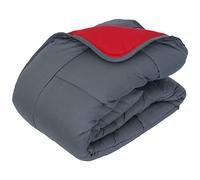 Linnea Couette Hiver 140x200 cm Cocoon Bicolore Gris/Rouge garnissage Fibre Polyester 400 g/m2