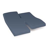 Linnea Drap Housse Relaxation uni 2x90x200 cm 100% Coton Alto Bleu Jean TPR Tête et Pied relevable