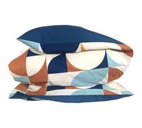 Linnea Housse de Couette 300x240 cm Percale de Coton MODULO Bleu Cobalt