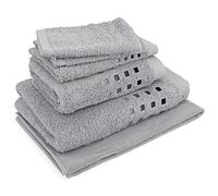 Linnea Parure de Bain 6 pièces Pure Squares Argent 550 g/m2