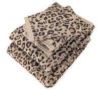 Linnea Parure de Bain Pur Coton 5 pièces Collection Leopard Beige léopard