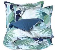 Linnea Parure de lit 140x200 cm taie 65x65 cm Percale de Coton Moorea Pacific Bleu/Vert 2 pièces