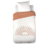 Linnea Parure de lit 2 pièces Enfant SOLEZ 140x200 cm Pur Coton tufté Blanc et Orange