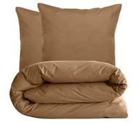 Linnea Parure de lit 240x220 cm Set 65x65 cm Percale MANOIR Marron Cognac