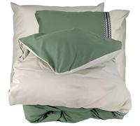Linnea Parure de lit 260x240 cm Percale 100% Coton NOA Vert Kaki 3 pièces