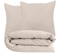 Linnea Parure de lit 280x240 cm et 65x65 cm Collection Opera Beige Naturel 3 pièces