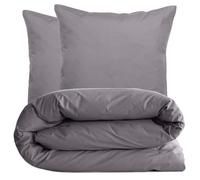 Linnea Parure de lit 280x240 cm et taie 65x65 cm Percale MANOIR Gris Ardoise