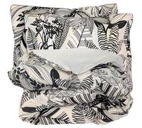 Linnea Parure de lit 300x240 cm taies 50x70 cm Percale de Coton Alba Beige/Noir 3 pièces