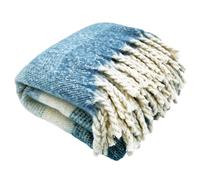 Linnea Plaid Aspect Mohair 100% Polyester recyclé 70x180 cm Hygge Rayé Bleu