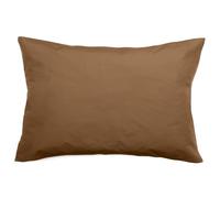 Linnea Taie d'oreiller Volants Plats 50x70 cm Percale MANOIR Marron Cognac