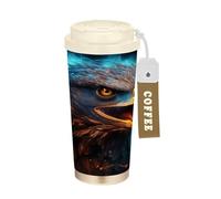 LINNIKEEEE Aigle Chauve Bleu éToile Gobelet à Café en Acier Inoxydable Bouteille D'eau Isotherme à Double Paroi pour Voyage(500 Ml)