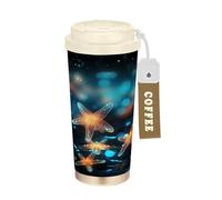 LINNIKEEEE Art éToile De Mer Bleue Gobelet à Café en Acier Inoxydable Bouteille D'eau Isotherme à Double Paroi pour Voyage(500 Ml)