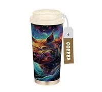 LINNIKEEEE Artistic Artwork - Gobelet à café en acier inoxydable avec motif rhinocer, bouteille d'eau isotherme (500 ml)