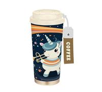 LINNIKEEEE DrôLe De Licorne Arc-En-Ciel Gobelet à Café en Acier Inoxydable Bouteille D'eau Isotherme à Double Paroi pour Voyage(500 Ml)