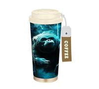LINNIKEEEE Gorille Bleu éToile Gobelet à Café en Acier Inoxydable Bouteille D'eau Isotherme à Double Paroi pour Voyage(500 Ml)