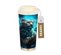 LINNIKEEEE GuéPard Bleu éToile Cool Gobelet à Café en Acier Inoxydable Bouteille D'eau Isotherme à Double Paroi pour Voyage(500 Ml)