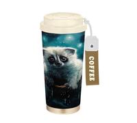 LINNIKEEEE LéMurien Bleu éToile Gobelet à Café en Acier Inoxydable Bouteille D'eau Isotherme à Double Paroi pour Voyage(500 Ml)