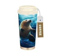 LINNIKEEEE Lion De Mer Bleu éToile Gobelet à Café en Acier Inoxydable Bouteille D'eau Isotherme à Double Paroi pour Voyage(500 Ml)