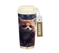 LINNIKEEEE Mignon Panda Rouge éToilé Gobelet à Café en Acier Inoxydable Bouteille D'eau Isotherme à Double Paroi pour Voyage(500 Ml)