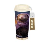 LINNIKEEEE Ornithorynque éToilé Mignon Gobelet à Café en Acier Inoxydable Bouteille D'eau Isotherme à Double Paroi pour Voyage(500 Ml)