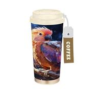 LINNIKEEEE Perroquet éToilé De L'espace Gobelet à Café en Acier Inoxydable Bouteille D'eau Isotherme à Double Paroi pour Voyage(500 Ml)