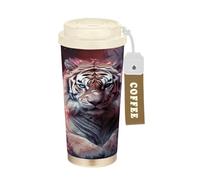 LINNIKEEEE Tigre éToilé Tiré Gobelet à Café en Acier Inoxydable Bouteille D'eau Isotherme à Double Paroi pour Voyage(500 Ml)
