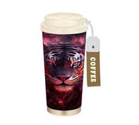 LINNIKEEEE Tiré Tigre Frais éToilé Gobelet à Café en Acier Inoxydable Bouteille D'eau Isotherme à Double Paroi pour Voyage(500 Ml)