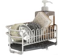 Linnkyfloa Égouttoir étroit en acier 304 pour éponge de cuisine, double support avec plateau incliné, organiseur compact petit (A)