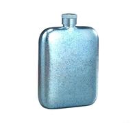Linnkyfloa Flasque en acier de 226,8 g pour whisky, liqueur, vin portable avec large goulot pour homme, camping, randonnée, voyage, aventures en plein air, argenté (bleu, 180 ml)