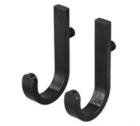Linnkyfloa J Hook Organiseur d'abri de jardin pour Suncast pour abris de rangement artisanaux - Support mural pour gadget, gain de place, support de corde d'échelle, lot de 2 ou 6 en plastique noir