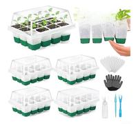 Linnkyfloa Kit de jardinage en silicone 12 cellules avec dôme d'humidité et pulvérisation, plateaux de propagation de plantes grasses, légumes et plantes grasses, ensemble de jardinage vert