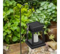 Linnkyfloa Lot de 2 lanternes solaires chaudes pour terrasse, jardin, bougies résistantes aux intempéries, décoration du crépuscule à l'aube, en acier inoxydable pour avoir un effet sur un balcon, à
