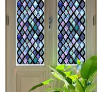 Linnkyfloa Malachite - Lot de 4 films électrostatiques pour vitrail 3D - Décoration d'intimité - 43,2 x 99,3 cm - Verre dépoli UV pour maison, salle de bain, bureau, salon