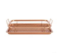 Linnkyfloa Panier de barbecue carré en acier plaqué bleu avec plateau d'égouttement pour barbecue, grillades en plein air, légumes, viande, fruits de mer, 30 x 22 x 5,5 cm (B)