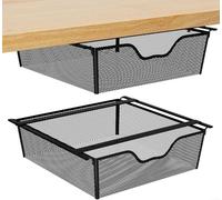 Linnkyfloa Panier de rangement à 2 niveaux sous évier à suspendre pour épices capsules de café ustensiles sans installation en fil de fer Noir 30 x 30 x 12 cm