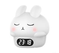 Linnkyfloa Réveil lumineux en silicone avec double alarme, lampe de chevet LED, affichage de la température, 3 réglages de minuterie, blanc (blanc)