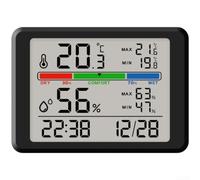 Linnkyfloa Réveil numérique magnétique fin avec écran LCD, moniteur de température et d'humidité, rétroéclairage pour chambre à coucher, bureau, réfrigérateur, noir (Noir 2310)