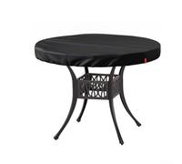 Linnkyfloa Ronde résistante pour tables rondes de 144,8 cm - Revêtement en PVC imperméable - Ourlet élastique - Attaches centimètre de pluie - Table d'extérieur pour terrasse en polyester - Gris/noir