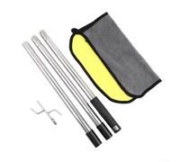 Linnkyfloa Serviette télescopique carrée en acier inoxydable pour nettoyage de piscine (4 pièces) aspirateur extensible 6 m avec kit d'accès au crochet pour piscine hors sol - 2 m ou (3 pièces) (1,2 m