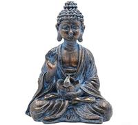 Linnkyfloa Statue de Bouddha solaire avec lumières LED, décoration de jardin zen en résine avec lotus, peinte à la main, décoration d'extérieur pour maison, terrasse, cour, espace de méditation, 19,5