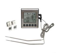 Linnkyfloa Thermomètre à viande numérique avec deux sondes, thermomètre LCD rétroéclairé, alarme de barbecue, -50 to, noir argenté (sonde)