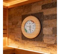 Linnkyfloa Thermomètre de sauna mécanique et hygromètre avec boîtier en bois, jauge d'humidité et de température murale pour sauna et spa, moniteur analogique, lecture (A)