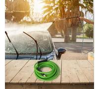 Linnkyfloa Tuyau flexible pour jardin vert de 15 m - Résistant au lavage - Entretien de la pelouse - 10 m / voiture/exclusif avec raccords en laiton - PVC robuste - 6 m (10 m)